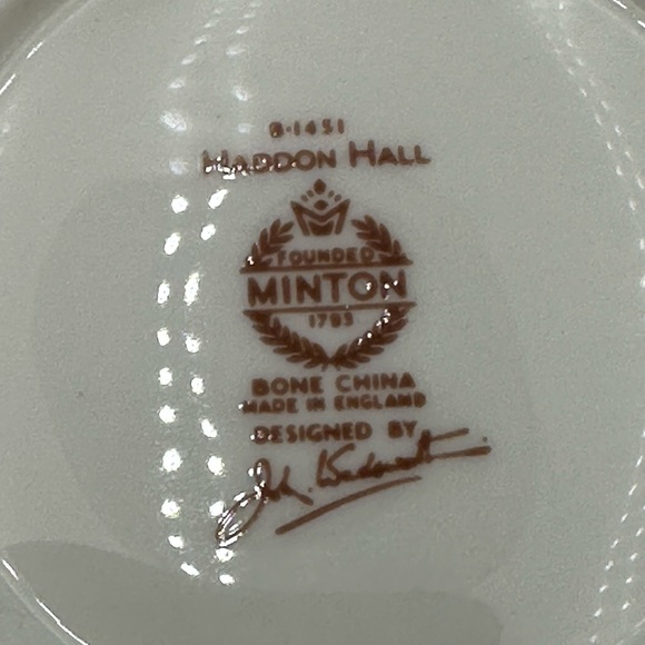 Minton Haddon Hall Chintz w Green Trim Soup Cream Bowl  with Stand - Picture 7 of 16